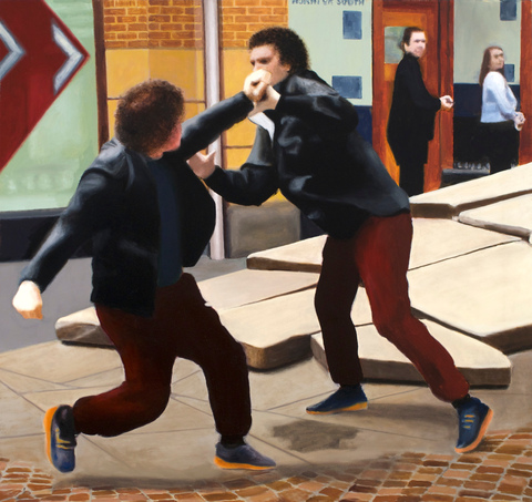 Public Engagement (2024), oil on canvas, 32" x 34"
